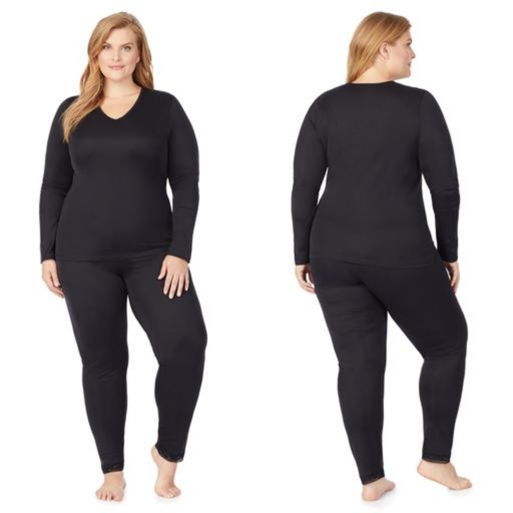 CUDDL DUDS | black softwear w/lace edge leggings